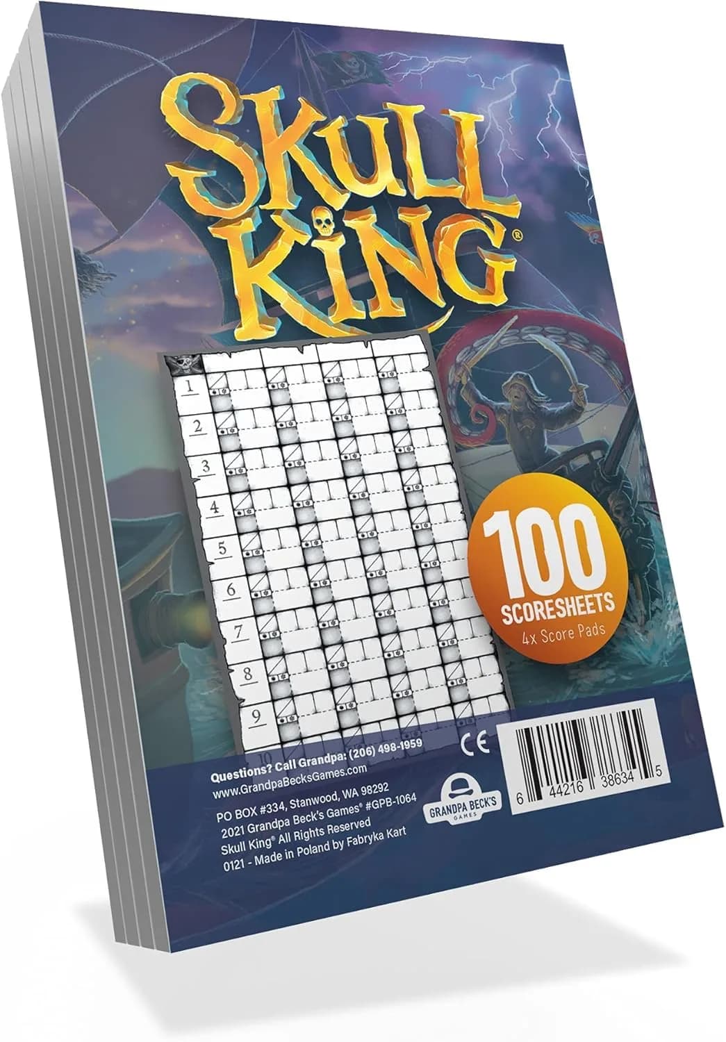Grandpa Beck's Games Skull King Trick-Taking Card Game | Award-Winning Pirate Strategy Game for 2-8 Players — Score Pads