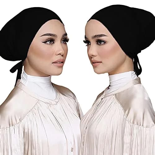 Hophor Women's Jersey Hijab Cap with Tie-Back Closure, Standard Size (26g) | Breathable Underscarf for Full Coverage thumbnail 4