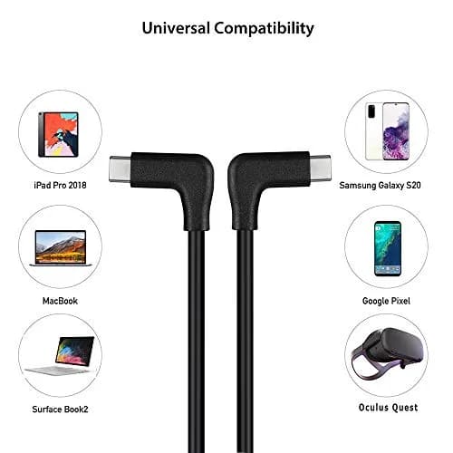 QCEs USB C to USB C 3.1 Gen 2 Cable 10Ft, Right Angle Type C Monitor Cord 4K Video Display, 10Gbps Data 100W PD Charging thumbnail 7