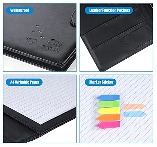 Agoer Professional Padfolio with Clipboard,3X Magnetic Closure Cover,Faux Leather | A4 Size, Business Organizer thumbnail 6