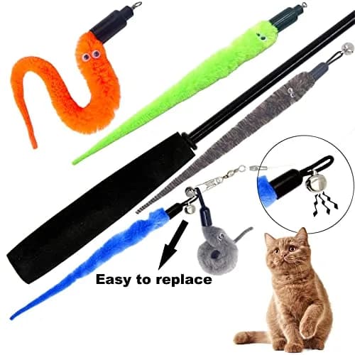TIENAILING Cat Toy Worm Refills | 24 Pieces Interactive Cat Wand Attachments for Indoor Cats thumbnail 5