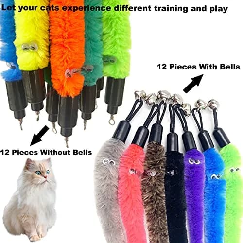 TIENAILING Cat Toy Worm Refills | 24 Pieces Interactive Cat Wand Attachments for Indoor Cats thumbnail 3