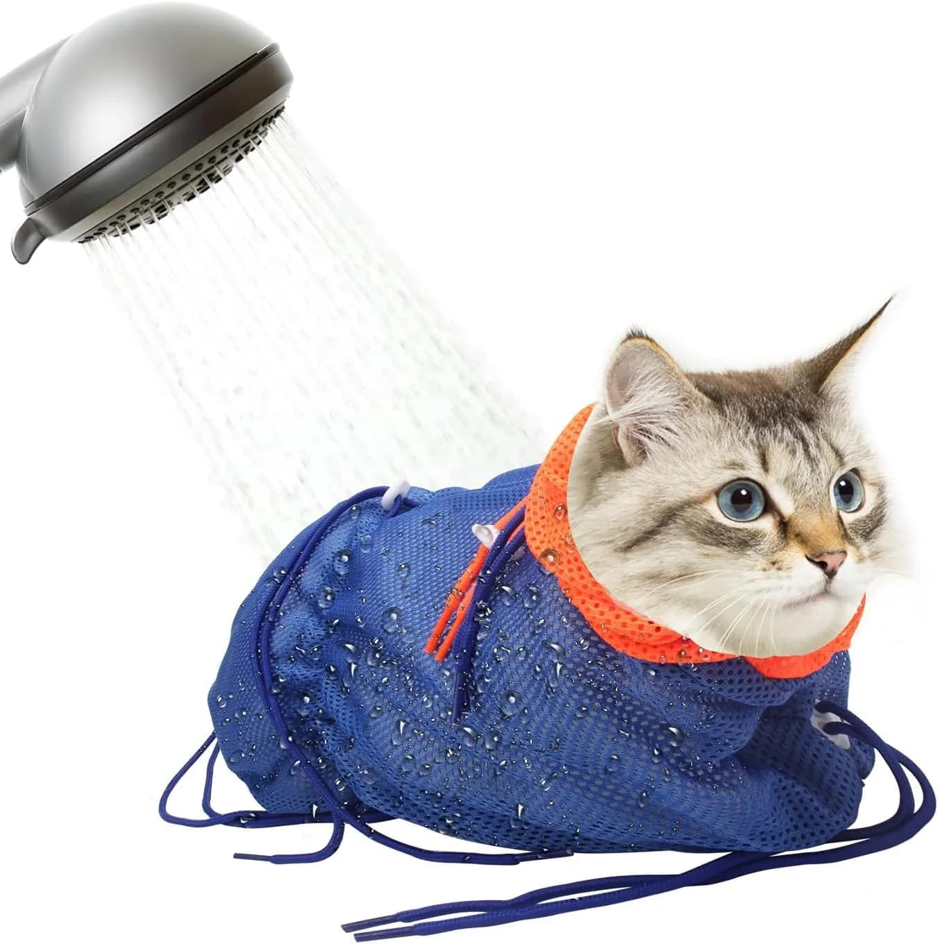 Catcan Cat Bathing Bag Anti Scratch-Washing Grooming Shower Bag for Nail Trimming, 70 cm (27.56 in) Body Girth | Breathable Mesh for Safe Grooming - main product image
