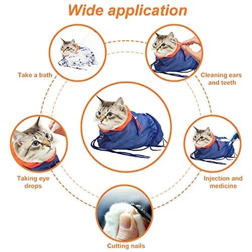Catcan Cat Bathing Bag Anti Scratch-Washing Grooming Shower Bag for Nail Trimming, 70 cm (27.56 in) Body Girth | Breathable Mesh for Safe Grooming thumbnail 4