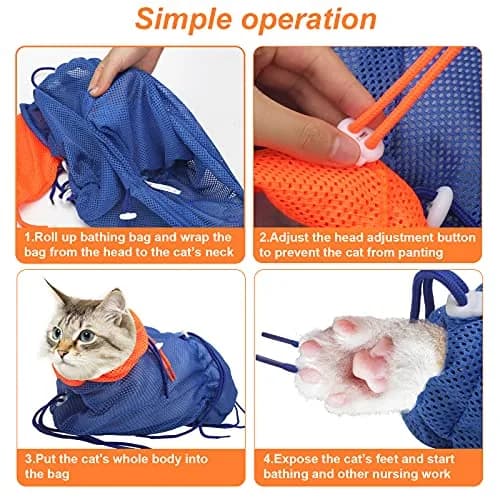 Catcan Cat Bathing Bag Anti Scratch-Washing Grooming Shower Bag for Nail Trimming, 70 cm (27.56 in) Body Girth | Breathable Mesh for Safe Grooming thumbnail 6