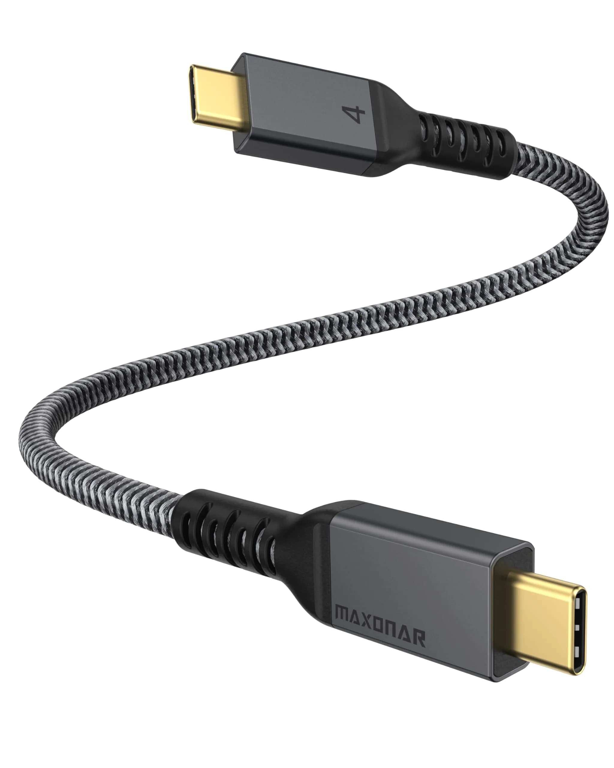 Maxonar Thunderbolt 4 Cable 4Ft | 240W Power, 8K/5K Video, 40Gbps Data, Nylon Braided — 1.6Ft