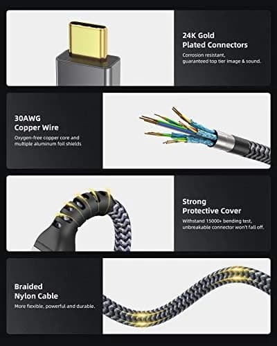 Maxonar Thunderbolt 4 Cable 0.5m (1.6Ft) | 40Gbps Data Transfer, 240W Charging, 8K Video Output thumbnail 5