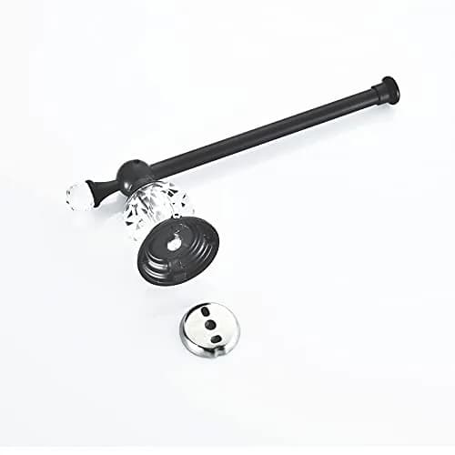 BATHSIR Crystal Toilet Paper Holder Black Toilet Roll Holder Modern Bathroom Accessories Zinc Alloy Tissue Hanger Wall Mounted | Polished Black Finish thumbnail 9