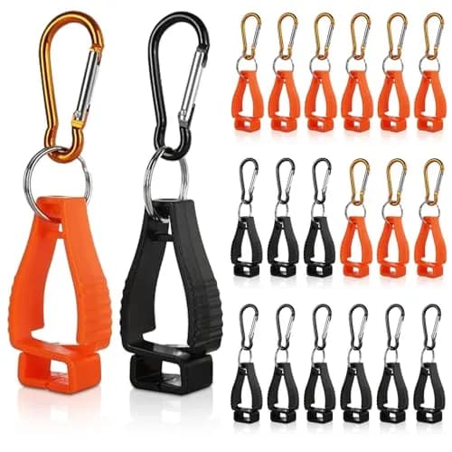 FVIEXE 20PCS Glove Clips with Metal Carabiner & Plastic Grip | Black & Orange thumbnail 1