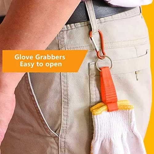 FVIEXE 20PCS Glove Clips with Metal Carabiner & Plastic Grip | Black & Orange thumbnail 4