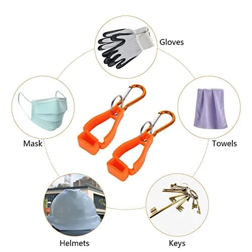 FVIEXE 20PCS Glove Clips with Metal Carabiner & Plastic Grip | Black & Orange thumbnail 5