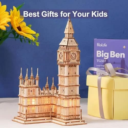Rolife 3D Wooden Puzzles Big Ben Craft Model Kits for Adults to Build Birthday Gift for Family and Friends | Assembly Time 1.5 hrs thumbnail 4