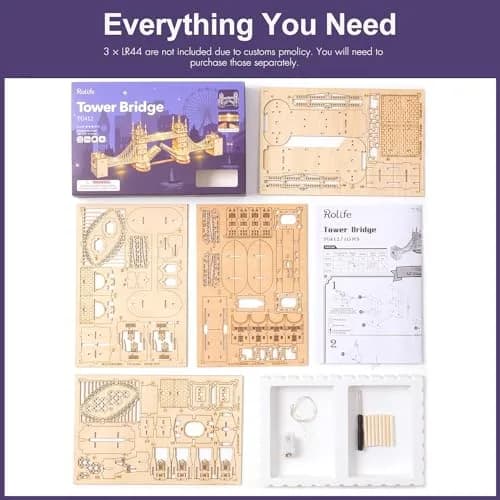 Rolife 3D Wooden Puzzles London Tower Bridge Kit | Beginner DIY Model for Adults & Kids thumbnail 7