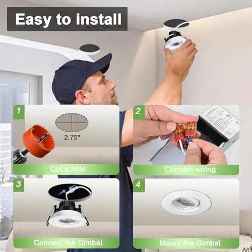 POPANU 3 Inch Black LED Recessed Gimbal Downlight 6 Pack | 5 CCT Adjustable Color Temperature thumbnail 5