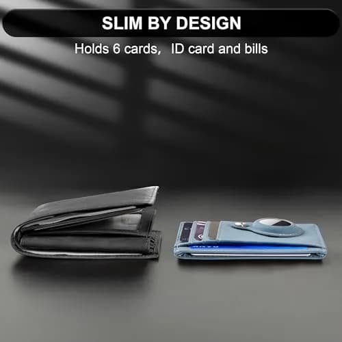 Hawanik Slim Minimalist Front Pocket Air Tag Wallet Thin Card Holder with RFID Blocking, Light Blue 7.6 cm x 10.4 cm x 0.3 cm (3" x 4.1" x 0.12") | Securely Holds AirTag & Cards thumbnail 5