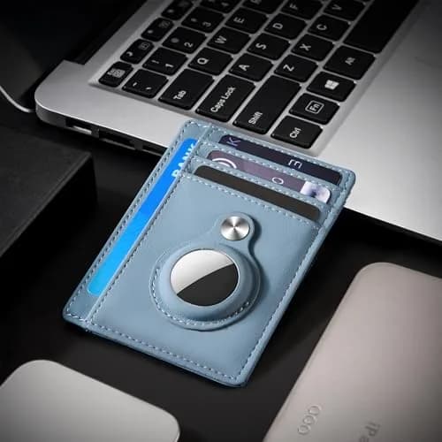 Hawanik Slim Minimalist Front Pocket Air Tag Wallet Thin Card Holder with RFID Blocking, Light Blue 7.6 cm x 10.4 cm x 0.3 cm (3" x 4.1" x 0.12") | Securely Holds AirTag & Cards thumbnail 8