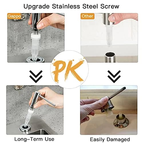 GAPPO Stainless Steel Kitchen Sink Soap Dispenser 17 oz | Polished Chrome Finish, Easy Install & Durable thumbnail 3