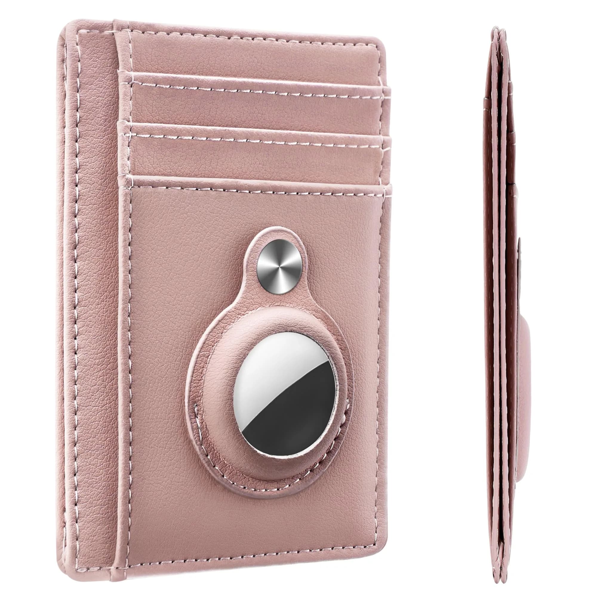 Hawanik Slim Minimalist Front Pocket Air Tag Wallet Thin Card Holder Wallet — Pink