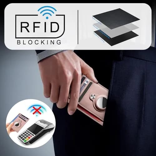Hawanik Slim Minimalist Front Pocket Air Tag Wallet Thin Card Holder Wallet with RFID Protection | 9cm x 12cm x 0.8cm thumbnail 4