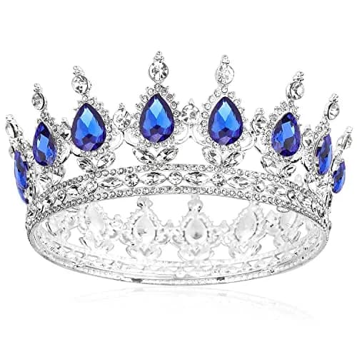 COCIDE Blue Crown for Women Silver Crystal Wedding Tiaras and Crowns Rhinestones Queen Hair Accessories for Party Bridal Birthday Prom Costume Cosplay | Elegant Queen Headpiece thumbnail 1