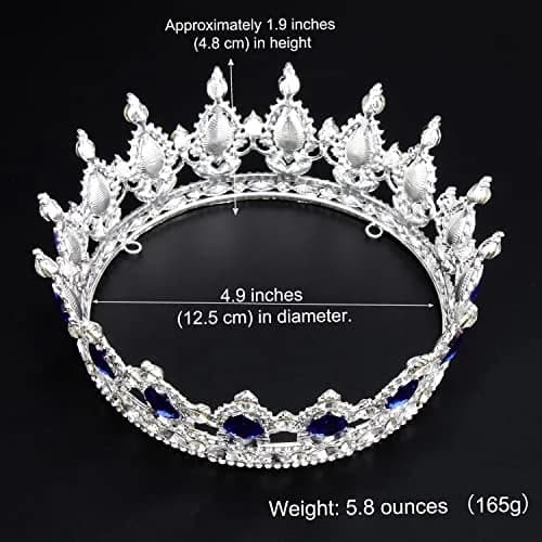 COCIDE Blue Crown for Women Silver Crystal Wedding Tiaras and Crowns Rhinestones Queen Hair Accessories for Party Bridal Birthday Prom Costume Cosplay | Elegant Queen Headpiece thumbnail 4
