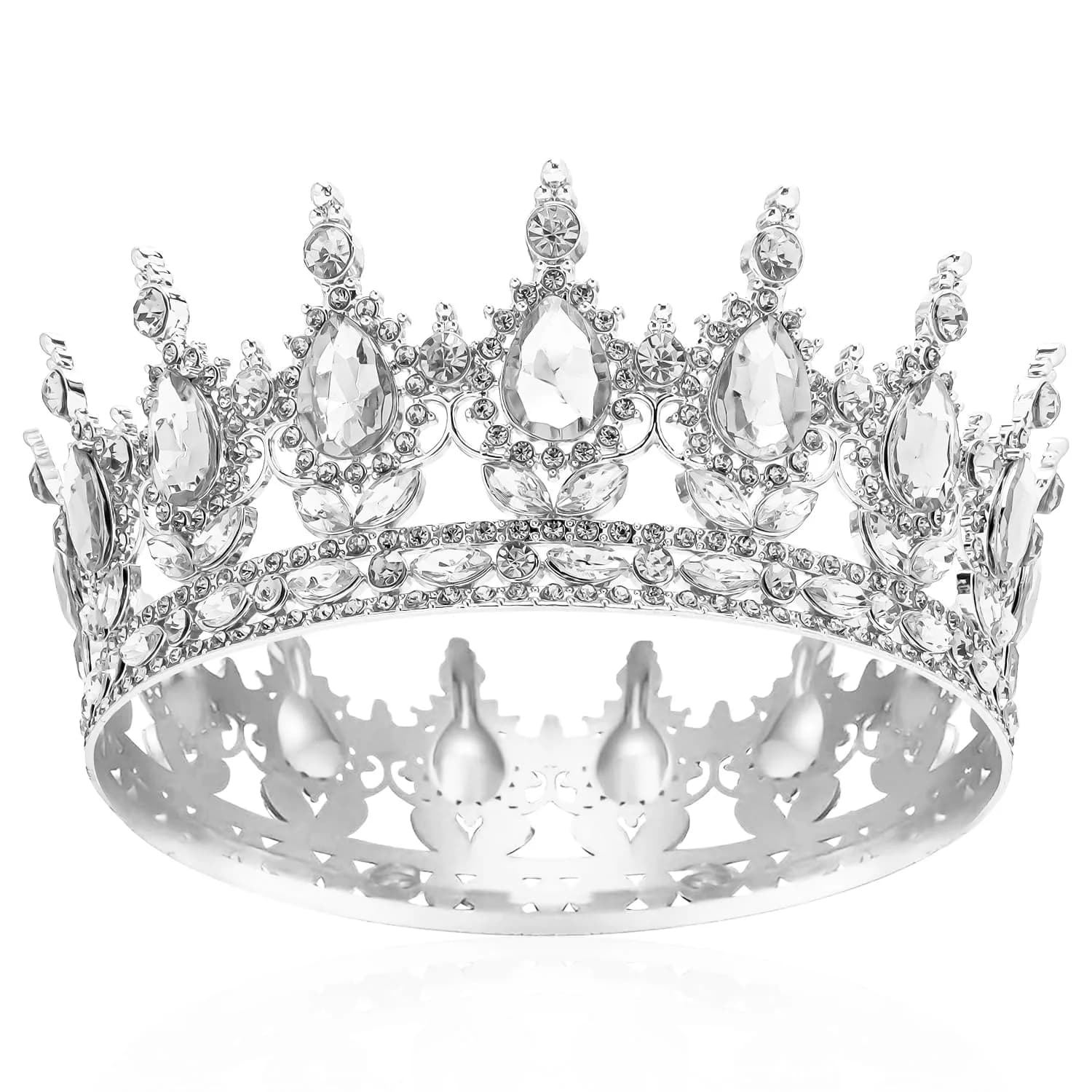 COCIDE Silver Crown for Women Crystal Wedding Tiara 4.9" Diameter | Dazzling Queen Headpiece for Special Occasions - main product image