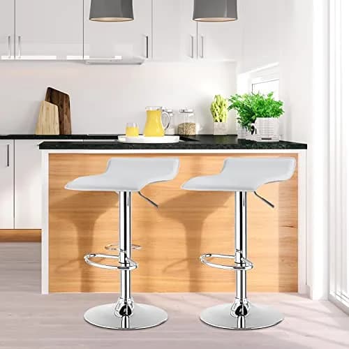 NAFORT Modern Swivel Bar Stools Set of 2 | Height Adjustable PU Leather & Chrome thumbnail 2