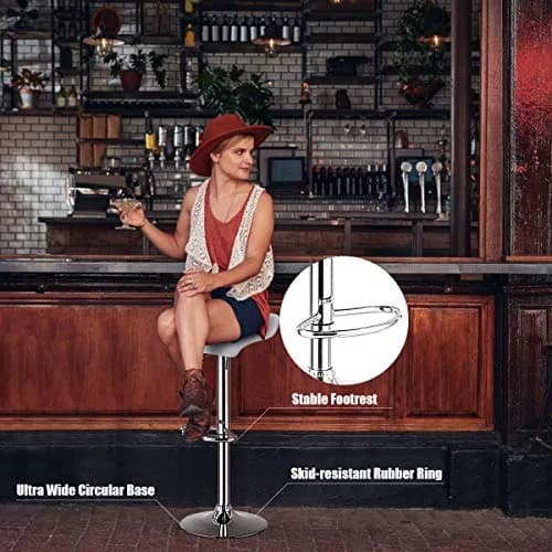 NAFORT Modern Swivel Bar Stools Set of 2 | Height Adjustable PU Leather & Chrome thumbnail 3
