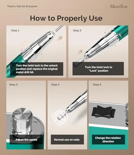 MelodySusie MM400C Cordless Nail Drill 35,000 RPM | Professional Rechargeable Electric Nail File with 15+ Hour Battery thumbnail 5