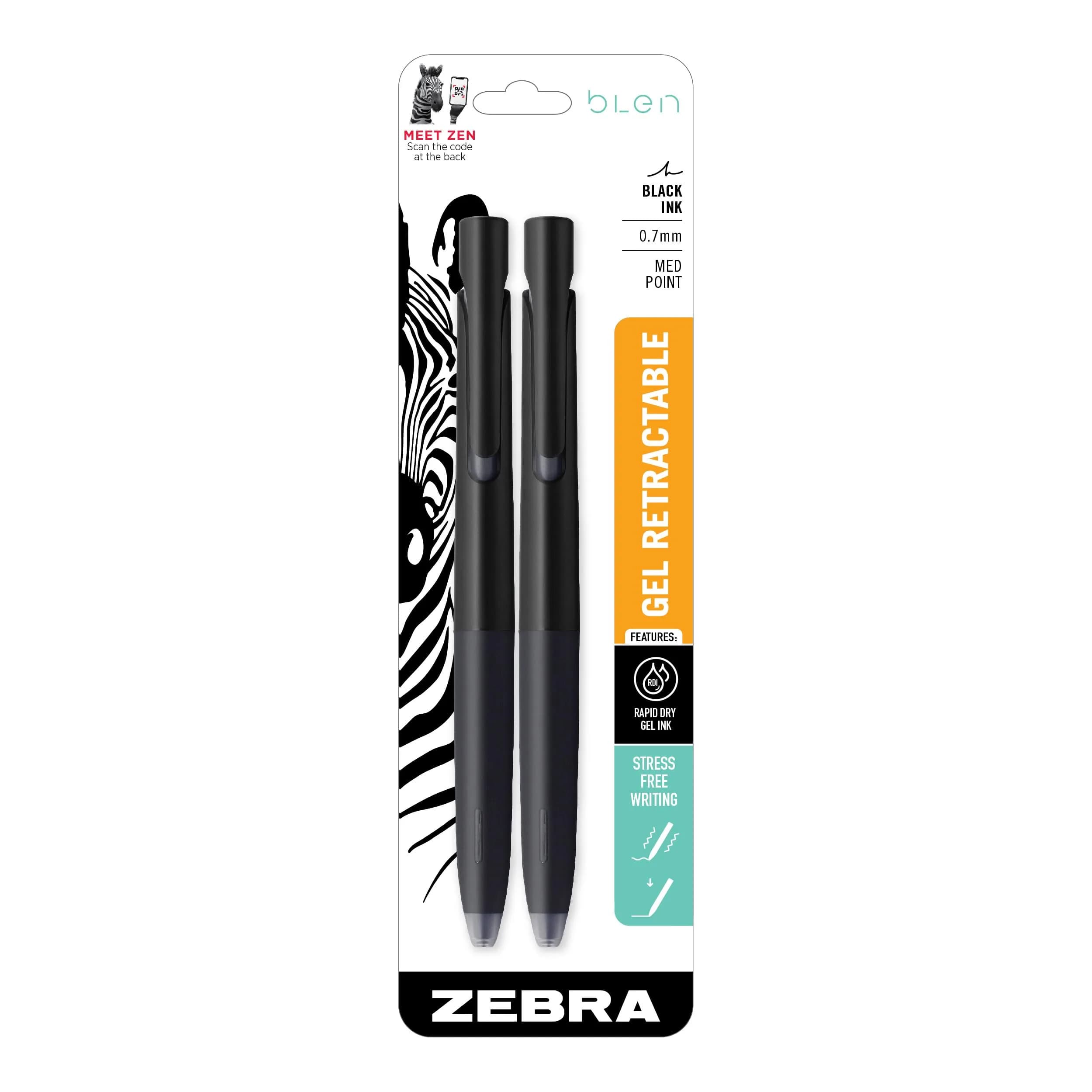 Zebra Pen bLen Retractable Gel Pen 2-Pack | Smooth Ink Flow, Low-Vibration Writing - main product image