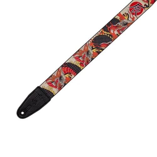 Levy's Leathers 2” Wide Polyester Guitar Strap with Genuine Leather Ends | Japanese Dragon Motif (MPD2-123) thumbnail 2