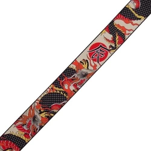 Levy's Leathers 2” Wide Polyester Guitar Strap with Genuine Leather Ends | Japanese Dragon Motif (MPD2-123) thumbnail 3