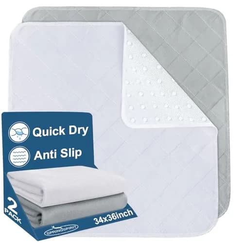SPRINGSPIRIT Washable Waterproof Bed Pads for Incontinence 2 Pack 86cm x 91cm | 4-Layer Protection with 8oz Absorbency thumbnail 1