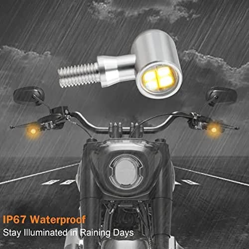QUASCO LED Motorcycle Turn Signal Lights Universal Mini Blinkers with 8mm Bolt, Red Light, Chrome Housing | 12V DC thumbnail 5