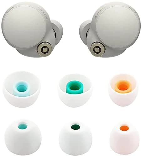 ALXCD White Silicone Eartips for Sony WF-1000XM4 Earbuds | 3 Pairs S/M/L Fit thumbnail 1