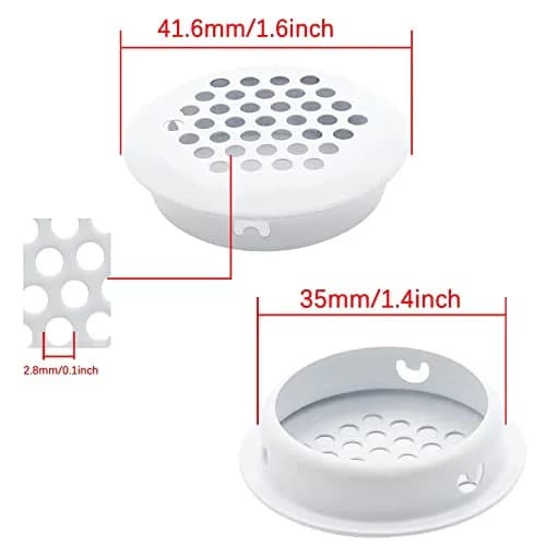 Piutouyar 20Pcs 35mm Air Vents Round Soffit Vents, White | Stainless Steel Circular Vent Mesh for Kitchen & Wardrobe thumbnail 2