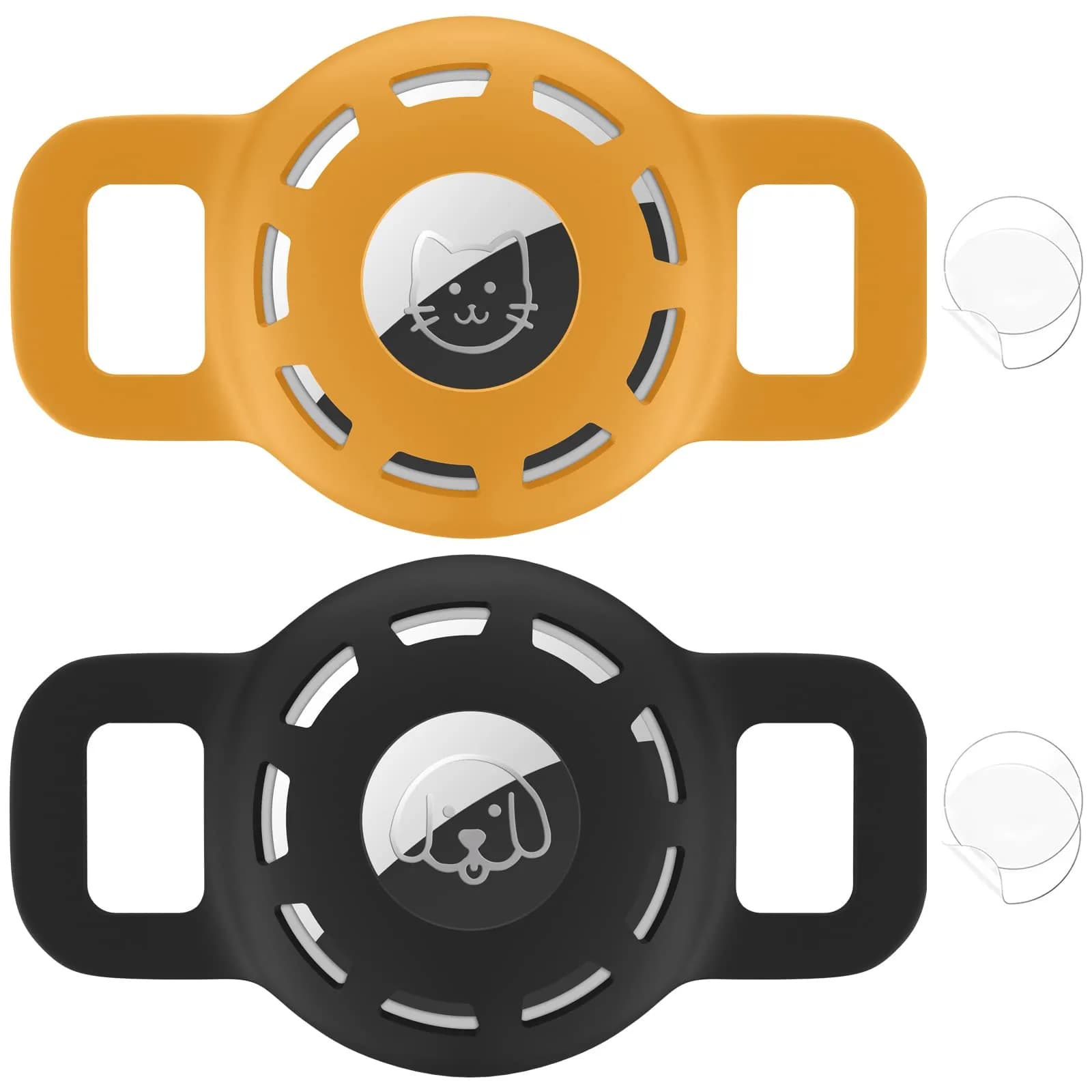 THXSBUDDY Air Tag Cat Collar Holder 2-Pack | Fits Collars Up to 0.5 Inch | Secure Pet Tracker Attachment — Ci-Black+orange