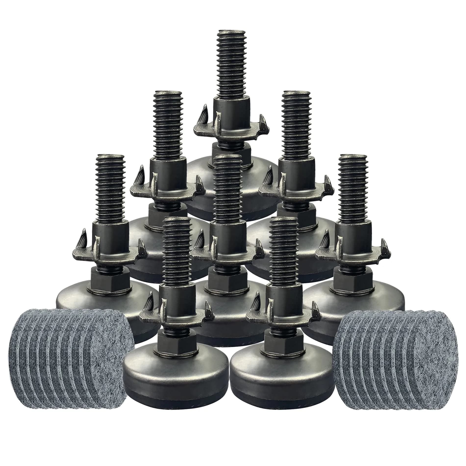 TWIG Furniture Levelers Heavy Duty Leg Levelers 8 Pack Support 1320LBs Large Base Black | Adjustable Furniture Feet - main product image