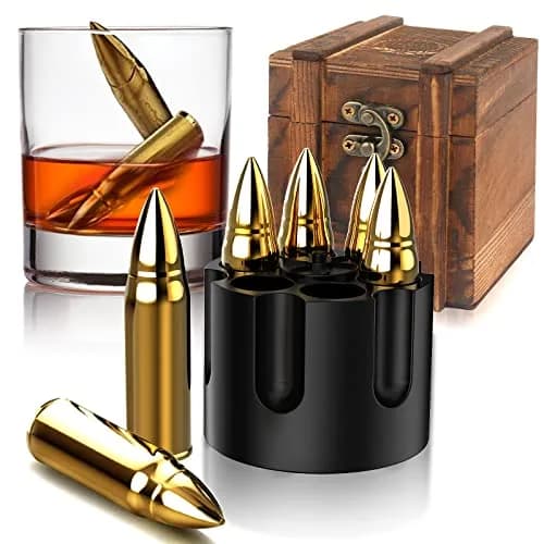 Chouggo Whiskey Bullet Stones with Wooden Case | Stainless Steel Ice Cubes for Men & Gift thumbnail 1