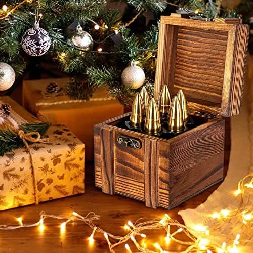 Chouggo Whiskey Bullet Stones with Wooden Case | Stainless Steel Ice Cubes for Men & Gift thumbnail 2