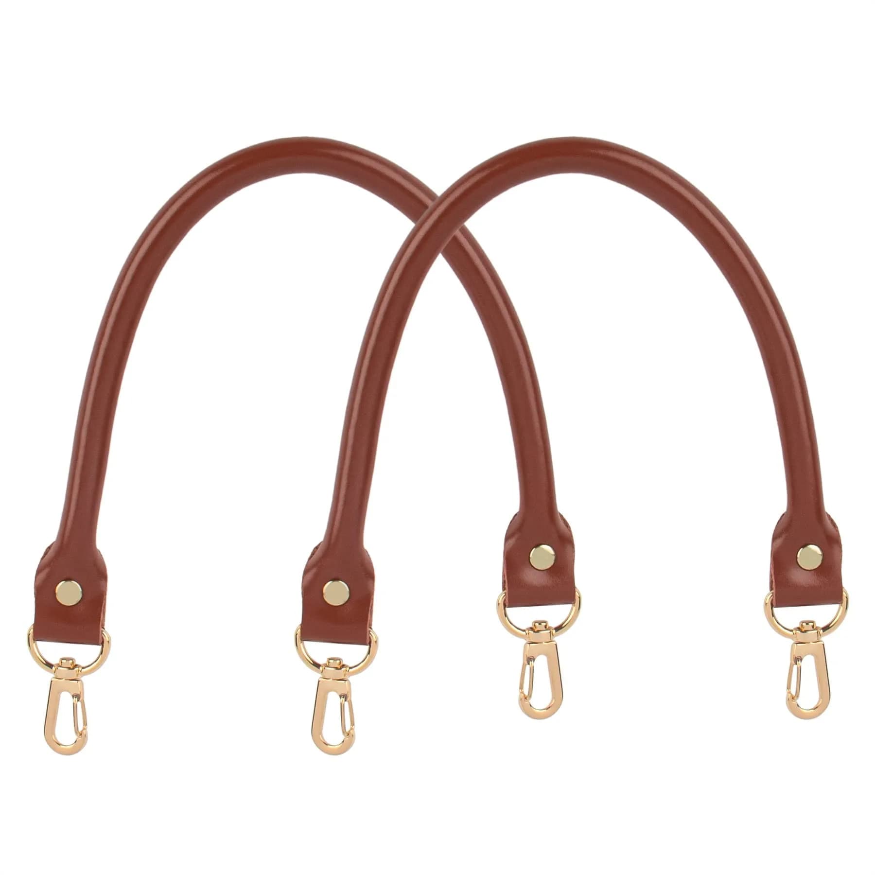AUEAR Replacement Handbag Straps Brown PU Leather 39.88 cm (15.7 Inches) | 2 Pack with Gold Metal Lobster Buckles - main product image