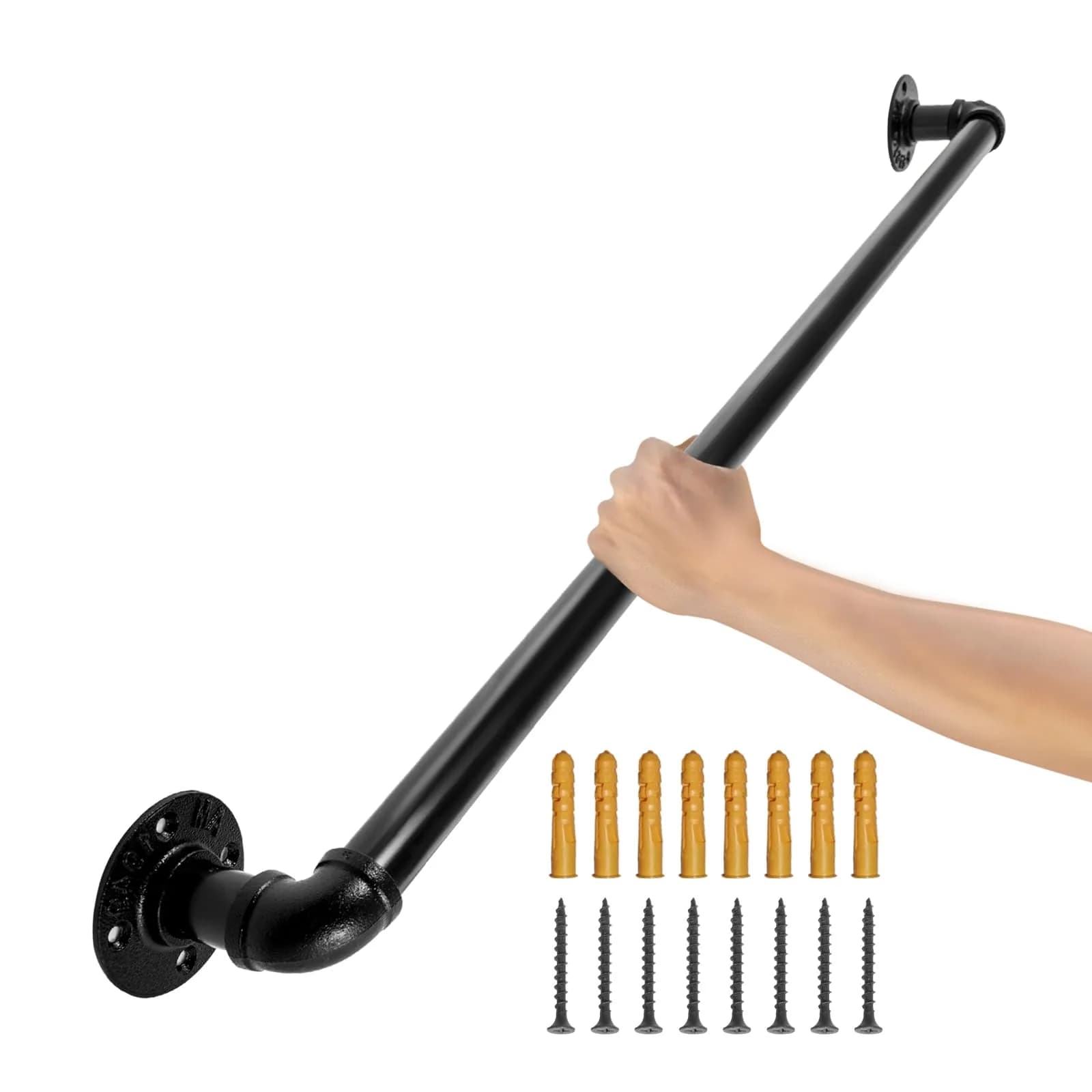 VEVOR Pipe Stair Handrail 2ft (0.6m) | Industrial Carbon Steel with 200kg Load Capacity - main product image