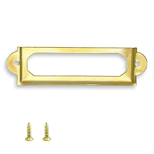 Rierdge Antique Label Holder 2.3 Inch Gold 30 Pcs | Retro Iron Pull Handles for Cabinets & Drawers thumbnail 1