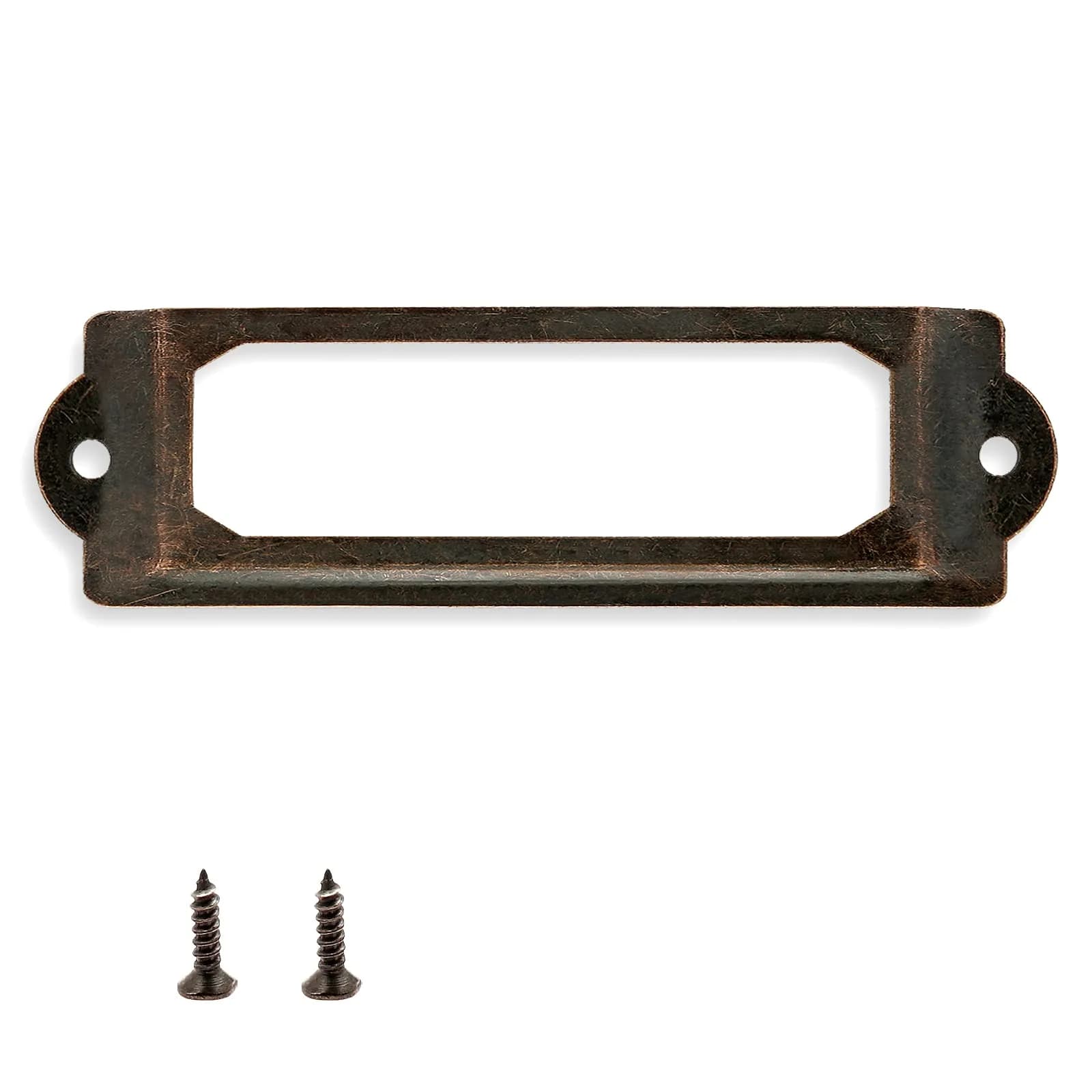Rierdge Antique Label Holders 2.3 Inch (59.4 mm) Red Copper, 60 Pcs | Retro Iron Frames for Drawers & Cabinets