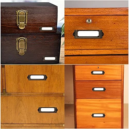 Rierdge Antique Label Holders 2.3 Inch (59.4 mm) Red Copper, 60 Pcs | Retro Iron Frames for Drawers & Cabinets thumbnail 8