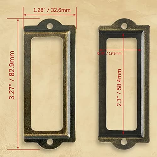 Rierdge Antique Label Holder 3.3 Inch Bronze 30 Pcs | Retro Iron Frames for Cabinets & Drawers thumbnail 3