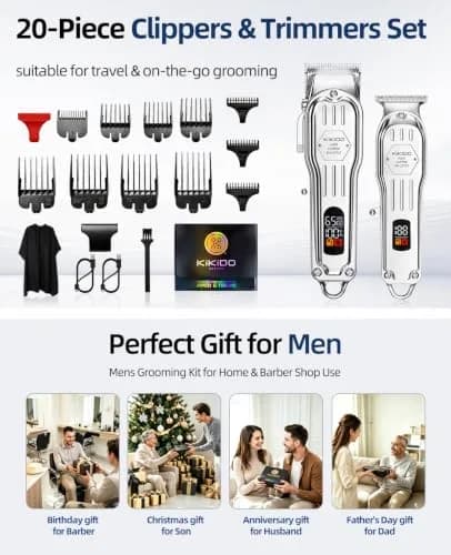 KIKIDO Cordless Hair Clippers for Men Professional Home Hair Cutting Kit | 11 Guide Combs, Rechargeable, LED Display thumbnail 6