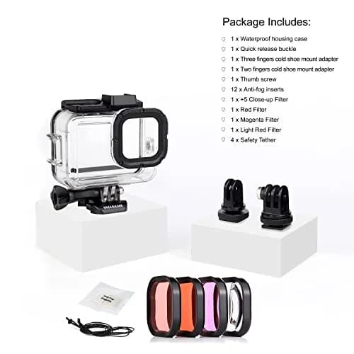 YALLSAME Waterproof Housing Case for GoPro Hero 13 12 11 10 9 Black, 60m (196ft) Dive Protective Case with 4 Filters & 12 Anti-Fog Inserts thumbnail 7