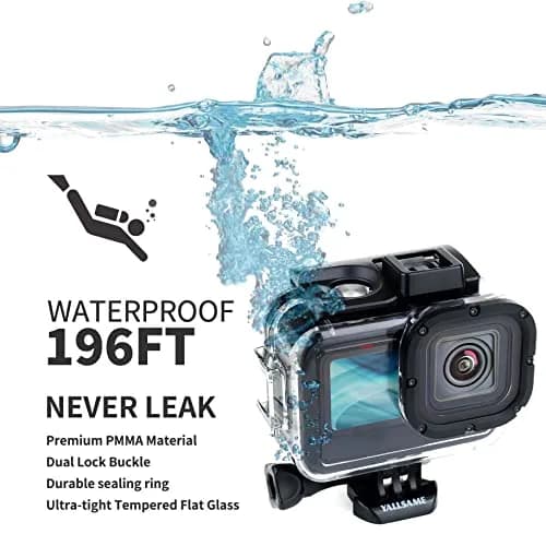 YALLSAME Waterproof Case for GoPro Hero 13 12 11 10 9 Black | 196ft Depth, Polymer Material thumbnail 2