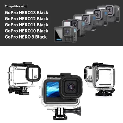 YALLSAME Waterproof Case for GoPro Hero 13 12 11 10 9 Black | 196ft Depth, Polymer Material thumbnail 3